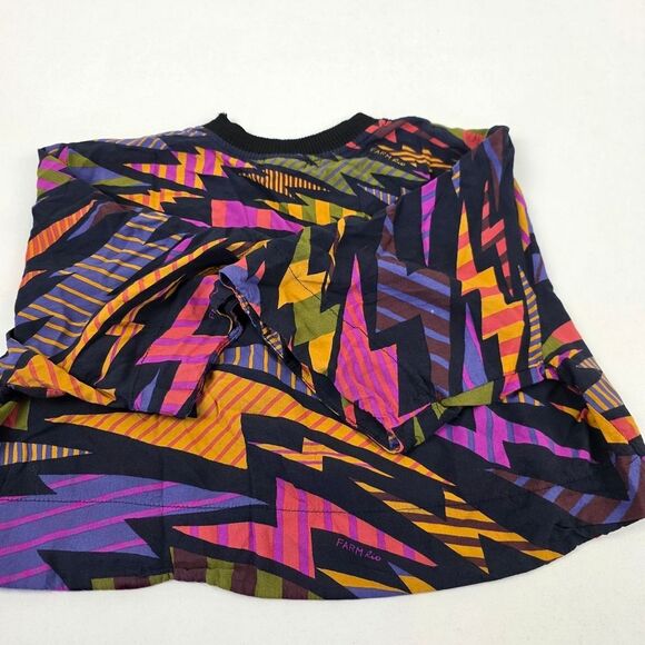 Farm Rio Cropped Over Sized Shirt‎ Womens Size PP US XS Geomtric Multicolor - Picture 12 of 13